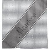 銀パーソナライズされた灰色メタリックシャワーカーテン シャワーカーテン (正面)