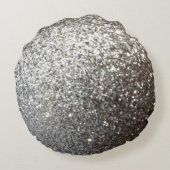 銀パーソナライズされた無地のグリッター平野 ラウンドクッション (裏面)