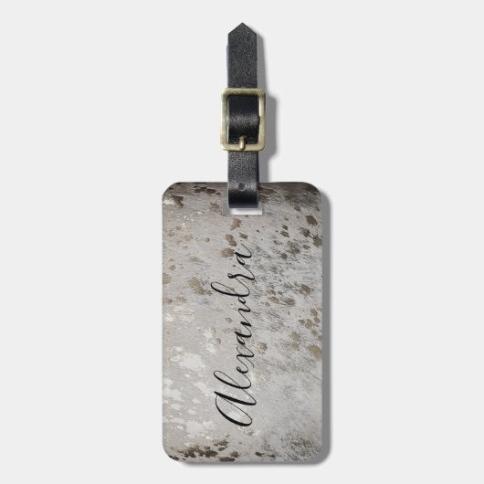 銀パーソナライズされた牛革プリントラゲージタグ ラゲッジタグ (正面縦)
