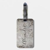 銀パーソナライズされた牛革プリントラゲージタグ ラゲッジタグ (裏面縦)
