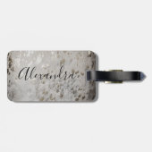 銀パーソナライズされた牛革プリントラゲージタグ ラゲッジタグ (裏面横)