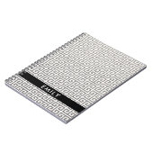 銀パーソナライズされた箔と白ギリシャ鍵 ノートブック (左側)