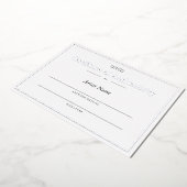 銀パーソナライズされた箔証明書の真正性 箔招待状 (回転した状態)