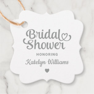 銀パーソナライズされた結婚ブライダルシャワー フェイバータグ