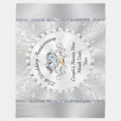 銀パーソナライズされた縁記念カップル フリースブランケット (正面)