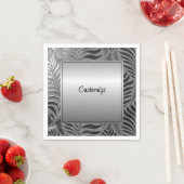 銀パーソナライズされた葉モチーフ スタンダードカクテルナプキン (インサイチュ)