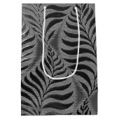 銀パーソナライズされた葉モチーフ ミディアムペーパーバッグ (裏面)