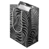 銀パーソナライズされた葉モチーフ ミディアムペーパーバッグ (裏面アングル)