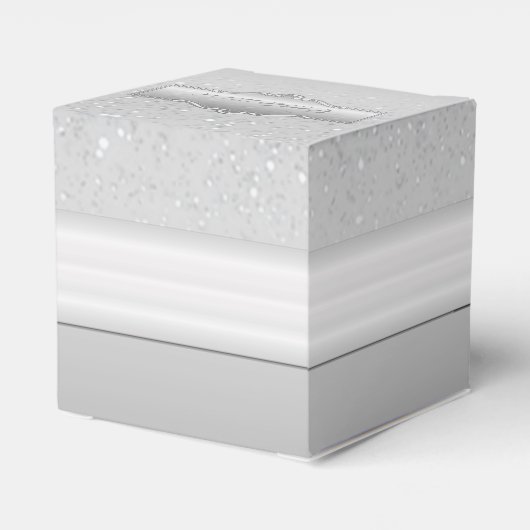 銀パーソナライズされた輝きエレガントハート箱 フェイバーボックス (裏面サイド)