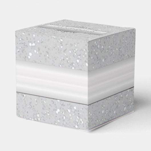 銀パーソナライズされた輝きエレガントハート箱 フェイバーボックス (裏面サイド)