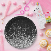 銀パーソナライズされた輝 ペーパープレート (パーティー)