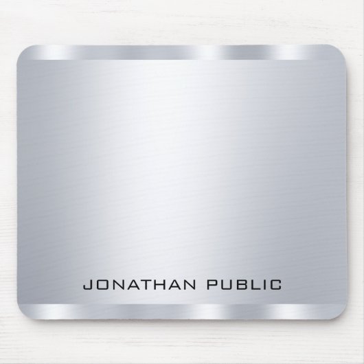 銀パーソナライズされた金フェイク属調べテンプレート マウスパッド (正面)