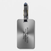 銀パーソナライズされた金製トラベル荷物タグ ラゲッジタグ (裏面縦)