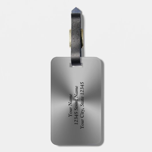 銀パーソナライズされた金製トラベル荷物タグ ラゲッジタグ (裏面縦)