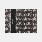 銀パーソナライズされた龍ブラックグリッター フリースブランケット (正面(横))