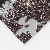 銀パーソナライズされた龍ブラックグリッター フリースブランケット (角)