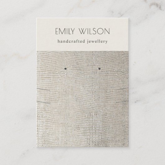 銀パールレザーテクスチャイヤリングネックレス 名刺 (正面)