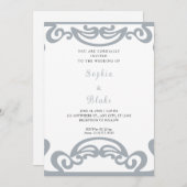 銀ファンシー白アールデコ結婚ズ 招待状 (正面/裏面)