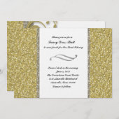 銀ファンシー金ゴールドグリッタールックイベント招待状 招待状 (正面/裏面)