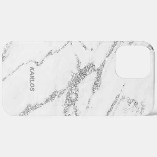 銀フェイクのグリッター脈を持つ灰色のフェイク大理石 Case-Mate iPhoneケース (裏面 / 右)