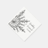 銀フェイクの雪片の冬の結婚式 スタンダードカクテルナプキン (角)