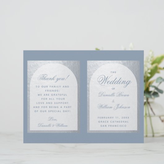 銀フェイクアーチダスティブルーフォールディング結婚式 プログラム (スタンド正面)