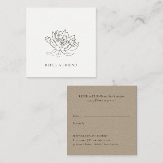 銀フェイクエレガント蓮のフローラは友人を参照 スクエア名刺 (正面/裏面)