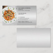 銀フェイクカスタム製フォーマル食品事業ケータリング 名刺 (正面/裏面)