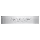 銀フェイクグラマーエレガントモダンテンプレート デスクネームプレート (正面)