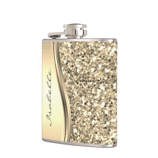 銀フェイクグリッターグラムきらきら光るメパーソナライズされたタル フラスク (左)