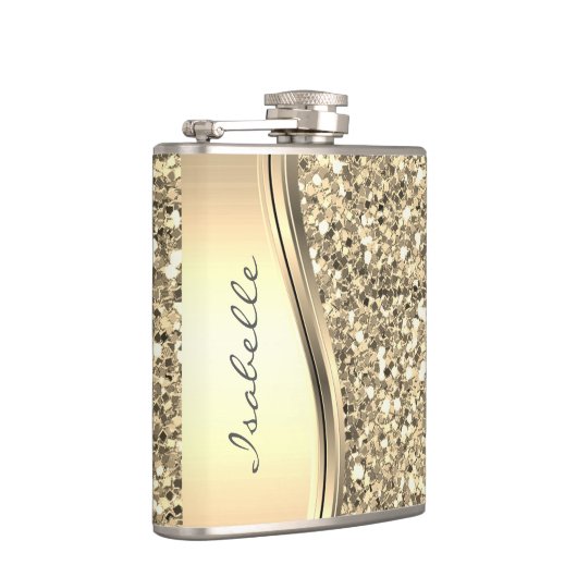 銀フェイクグリッターグラムきらきら光るメパーソナライズされたタル フラスク (右)