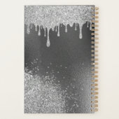 銀フェイクグリッターグラムきらきら光るメパーソナライズされたタル プランナー手帳 (裏面)