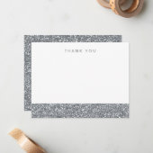 銀フェイクグリッターサンキューカード ノートカード (正面/裏面インサイチュ)