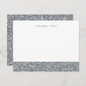 銀フェイクグリッターサンキューカード ノートカード (正面/裏面)
