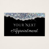 銀フェイクグリッターシークインアポイントメントカード (正面)