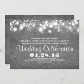 銀フェイクグリッターストリングのライトウェディング誘い 招待状 (正面/裏面)