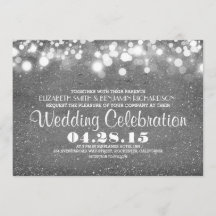 銀フェイクグリッターストリングのライトウェディング誘い