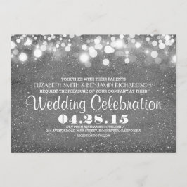 銀フェイクグリッターストリングのライトウェディング誘い 招待状