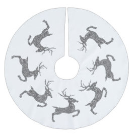 銀フェイクグリッターテクスチャー飛び鹿の形状 ブラッシュドポリエステルツリースカート