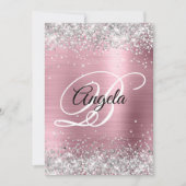 銀フェイクグリッターピ淡い色のックフォイルファンシーモノグラム 招待状 (正面)