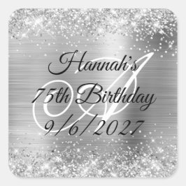 銀フェイクグリッターフォイル75誕生日 スクエアシール