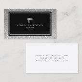 銀フェイクグリッターヘアドライヤー名刺 名刺 (正面/裏面)