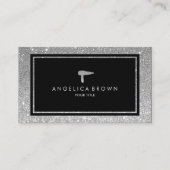 銀フェイクグリッターヘアドライヤー名刺 名刺 (正面)