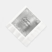 銀フェイクグリッターホイル60誕生日 縁ありランチョンナプキン (角)