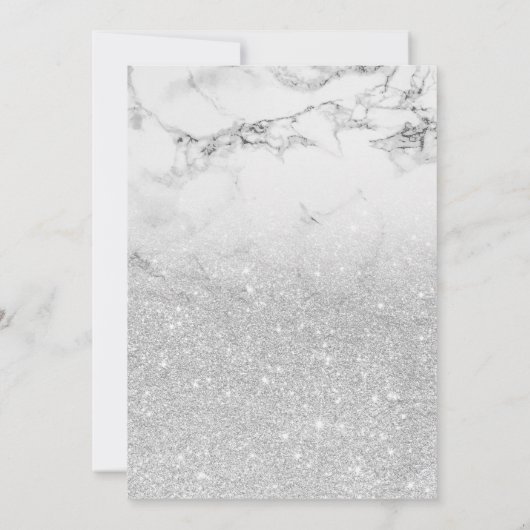 銀フェイクグリッターマーブルエレガントシック甘い16 招待状 (裏面)