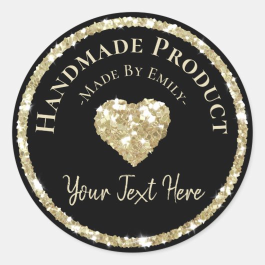 銀フェイクグリッターラベル手作りホビープロダクト ラウンドシール (正面)