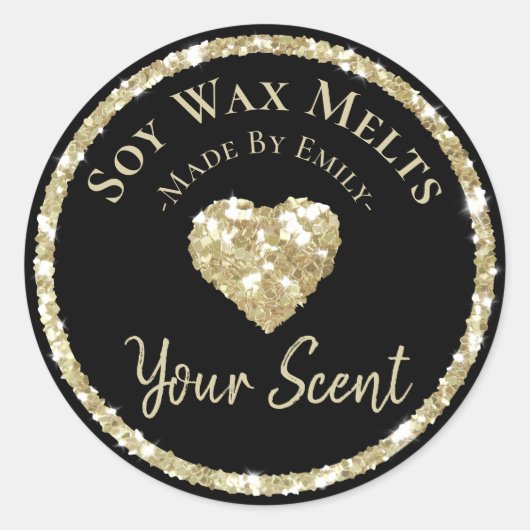 銀フェイクグリッターラベル自家製大豆ワックスメルト ラウンドシール (正面)