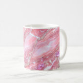 銀フェイクグリッター付きピンク大理石テクスチャ コーヒーマグカップ (正面右)