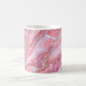 銀フェイクグリッター付きピンク大理石テクスチャ コーヒーマグカップ (中央)