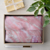 銀フェイクグリッター付きピンク大理石テクスチャ 薄葉紙 (ギフト)